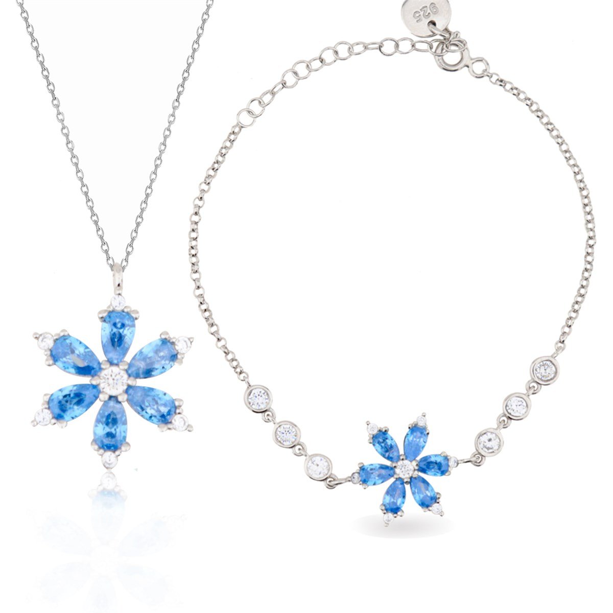 925 Ayar Gümüş Kamelya Çiçeği Takı Seti