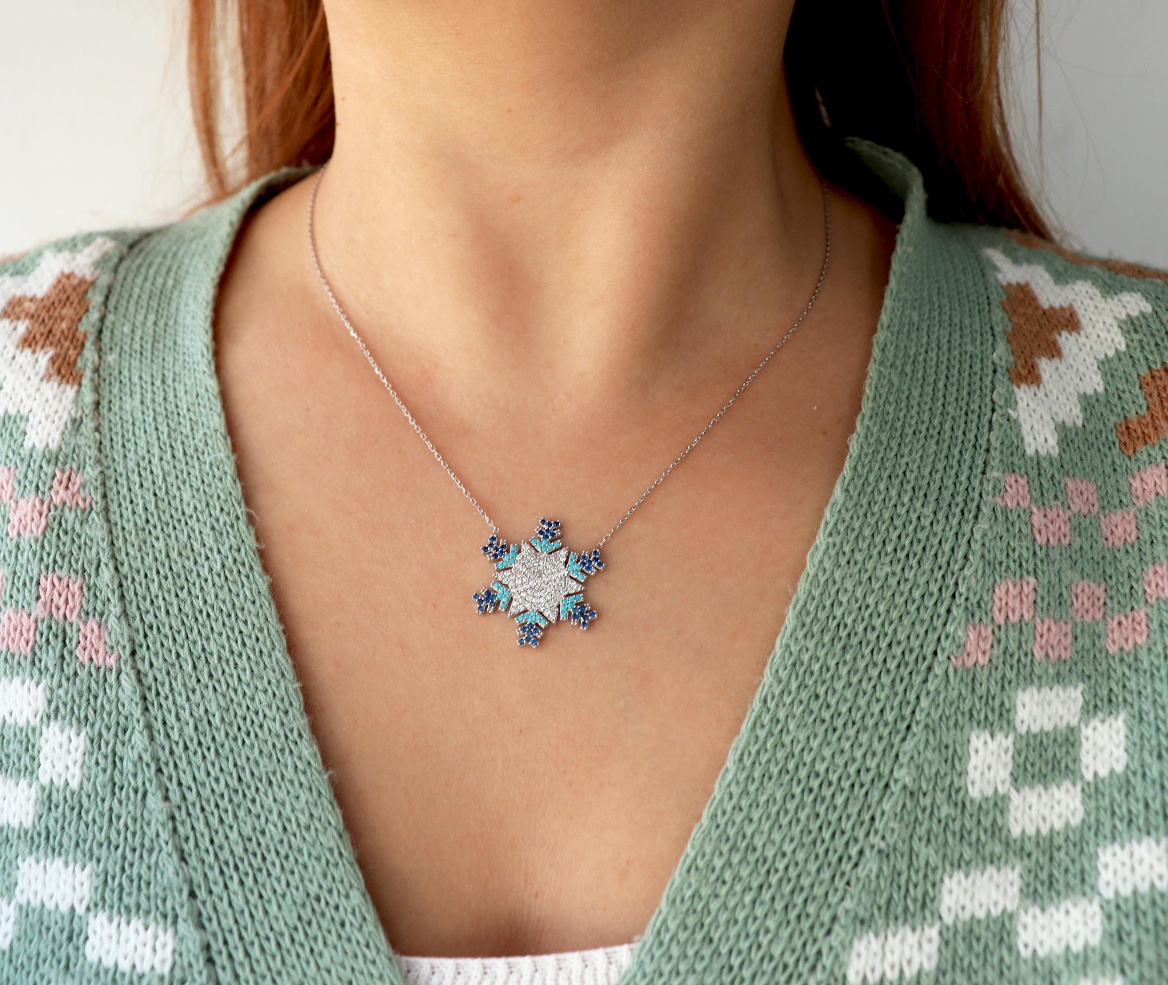 925 Ayar Gümüş Kar Tanesi Kolye