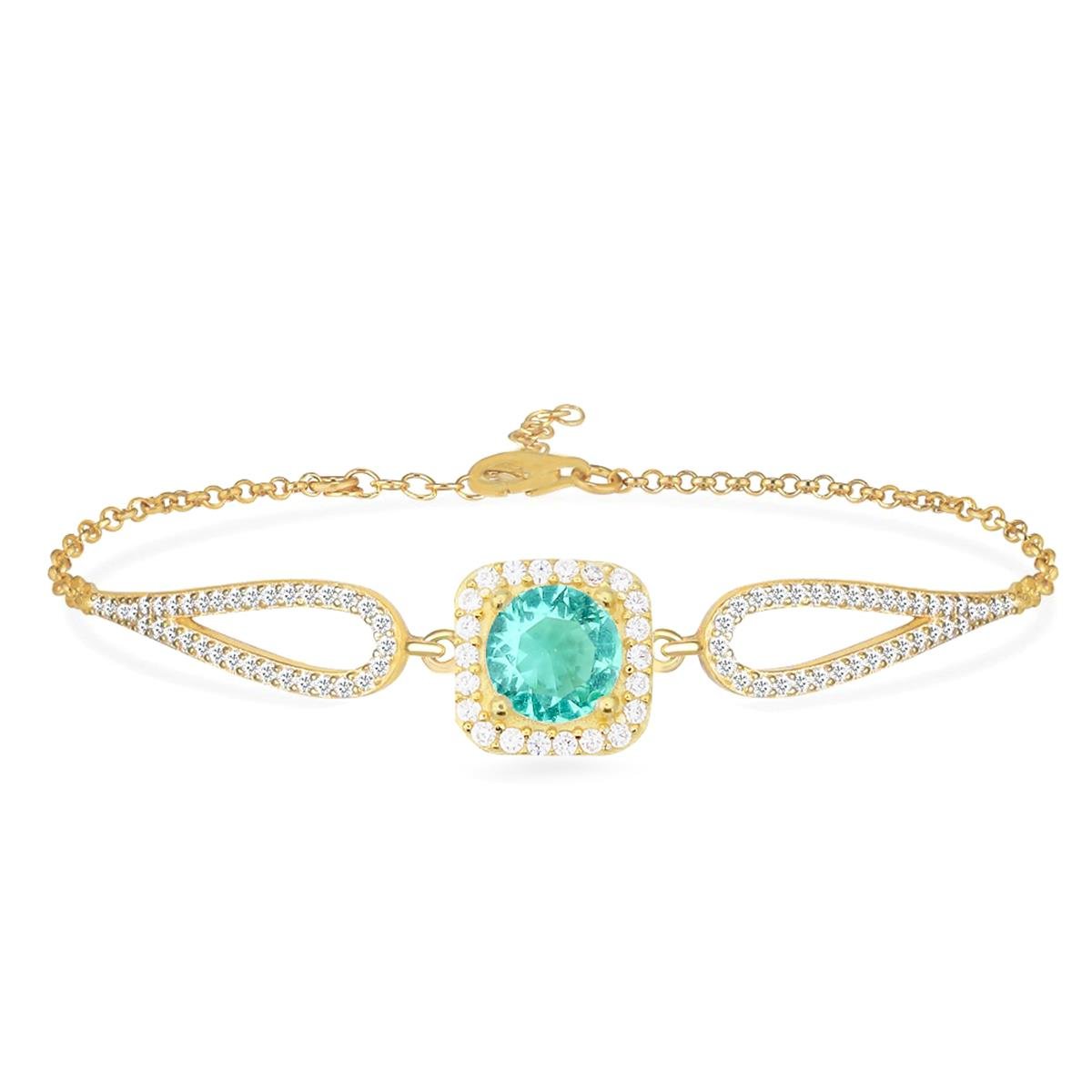 925 Ayar Gümüş Kare Paraiba Taşı Bileklik