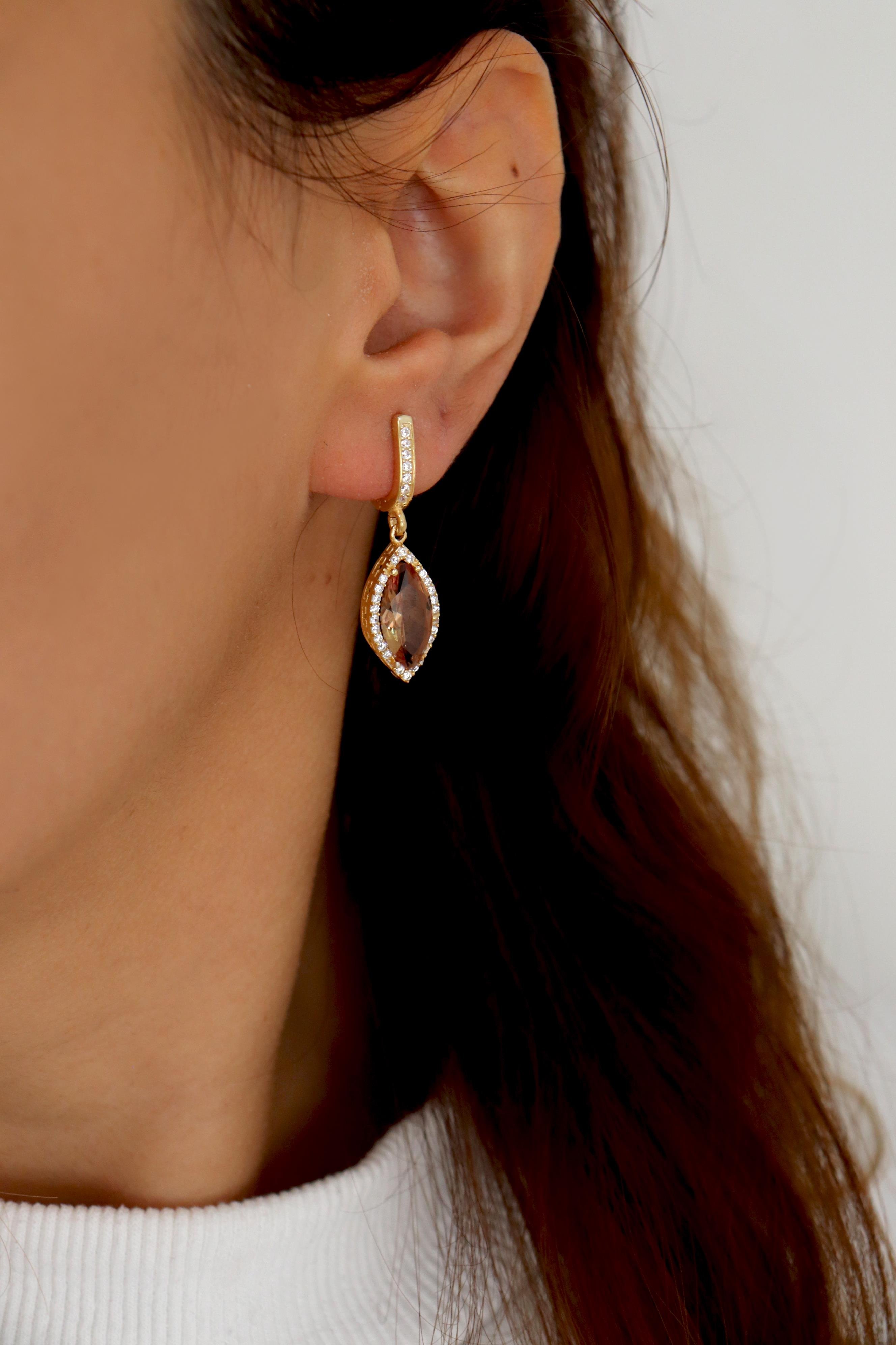 925 Ayar Gümüş Markiz Zultanit Taşlı Küpe