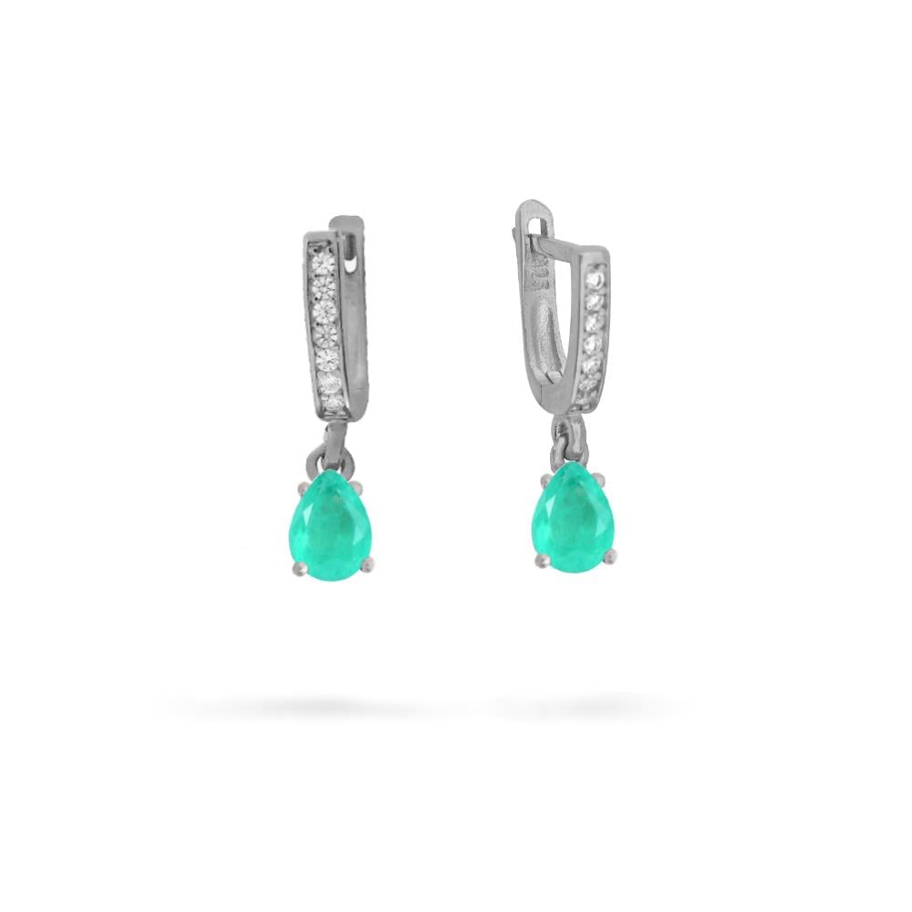 925 Ayar Gümüş Mİnimal Paraiba Damla Taşlı Takı Seti