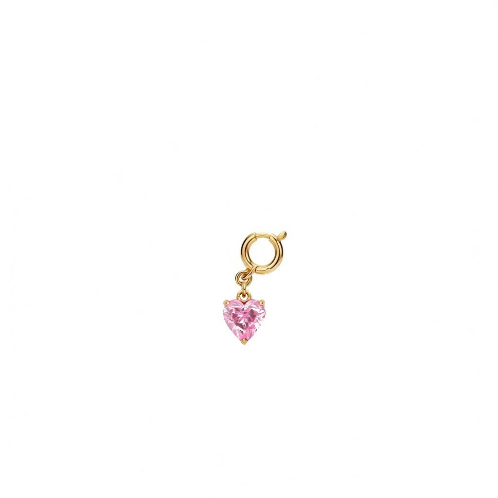 925 Ayar Gümüş Minimal Pembe Kalp Kolye Ucu - Charm