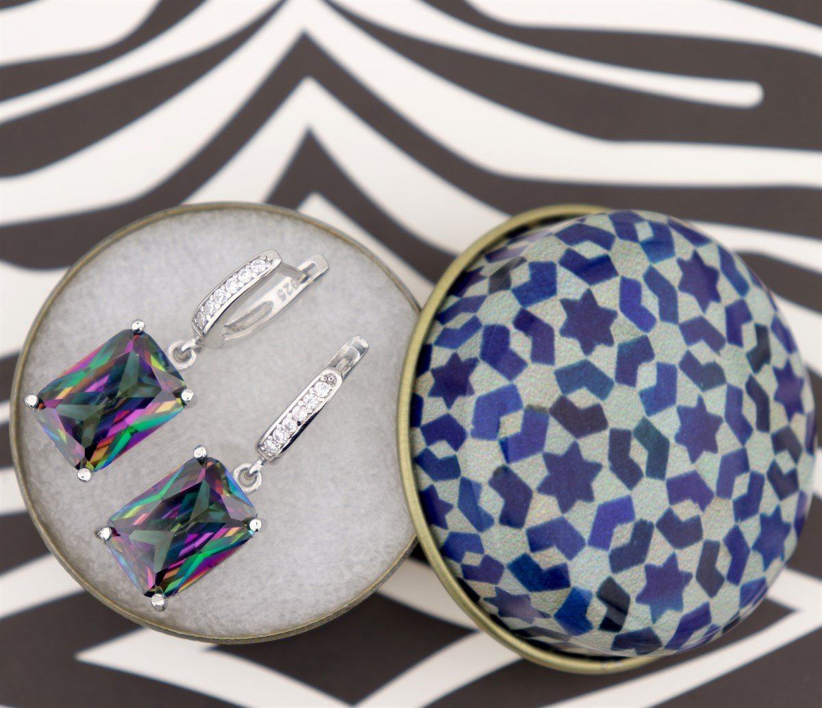 925 Ayar Gümüş Mistik Topaz Baget Takı Seti