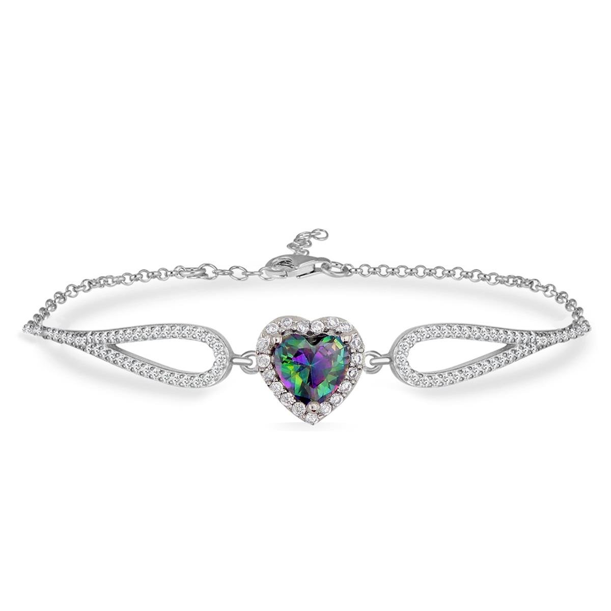 925 Ayar Gümüş Mistik Topaz Kalp Bileklik