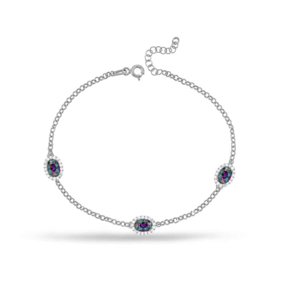 925 Ayar Gümüş Mistik Topaz Oval Taşlı Bileklik
