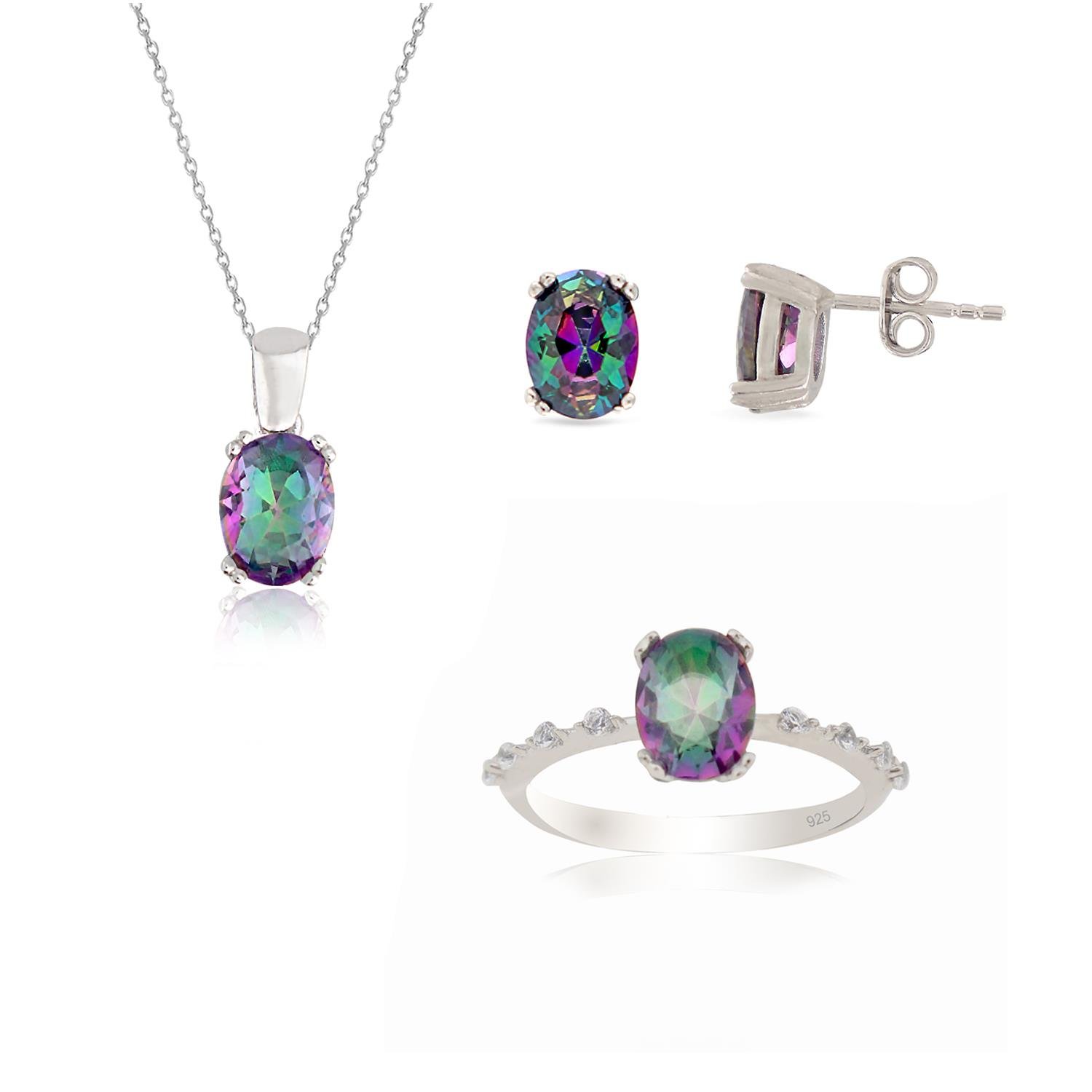 925 Ayar Gümüş Mistik Topaz Takı Seti