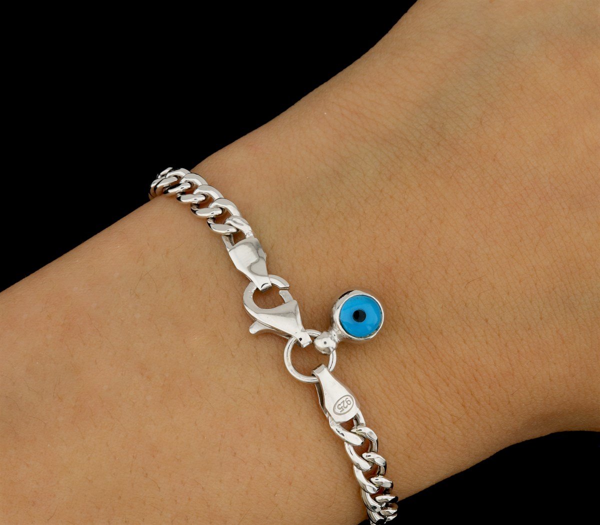 925 Ayar Gümüş Nazar Detaylı Gurmet Bileklik