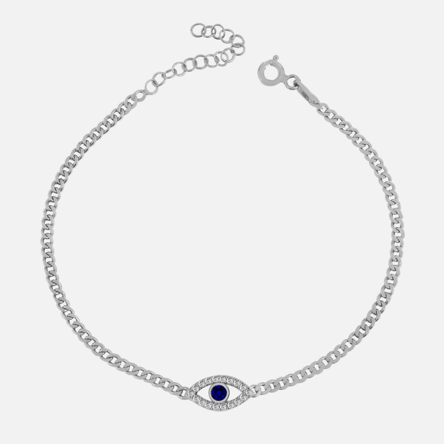 925 Ayar Gümüş Nazar Göz Detaylı Gurmet Zincir Bileklik