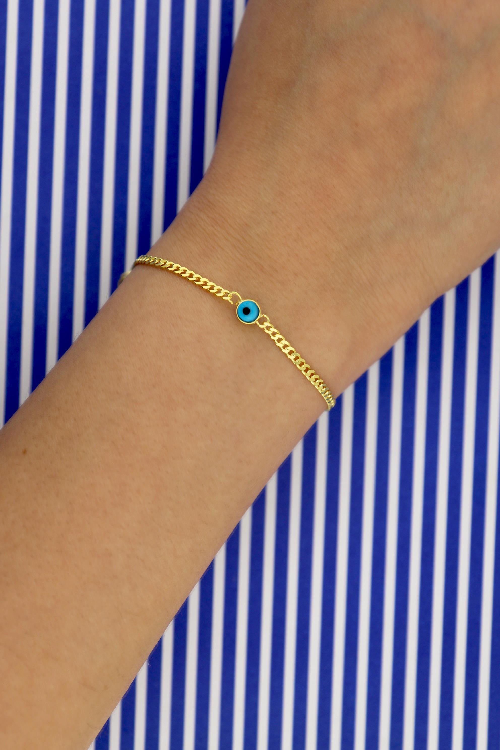 925 Ayar Gümüş Nazar Göz Detaylı Gurmet Bileklik