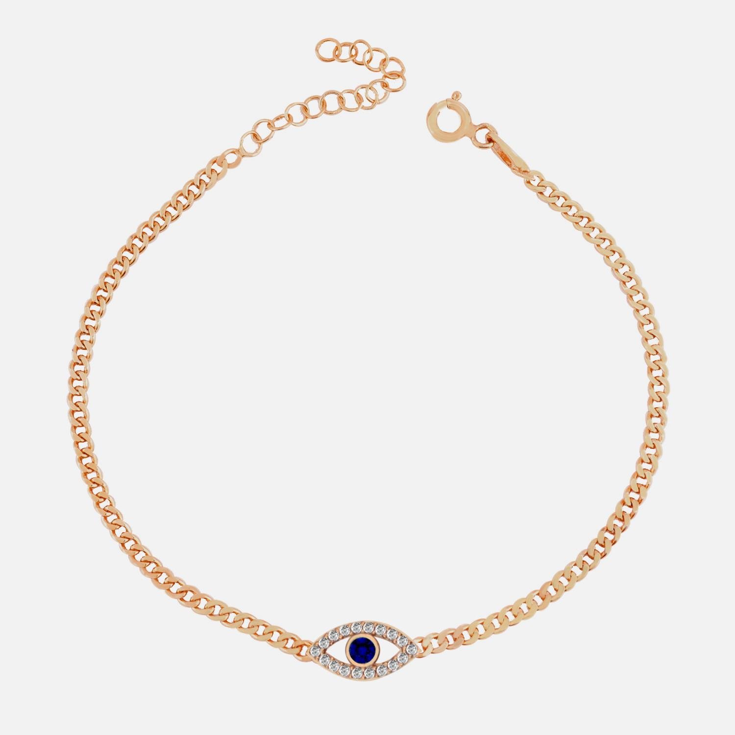 925 Ayar Gümüş Nazar Göz Detaylı Gurmet Zincir Bileklik