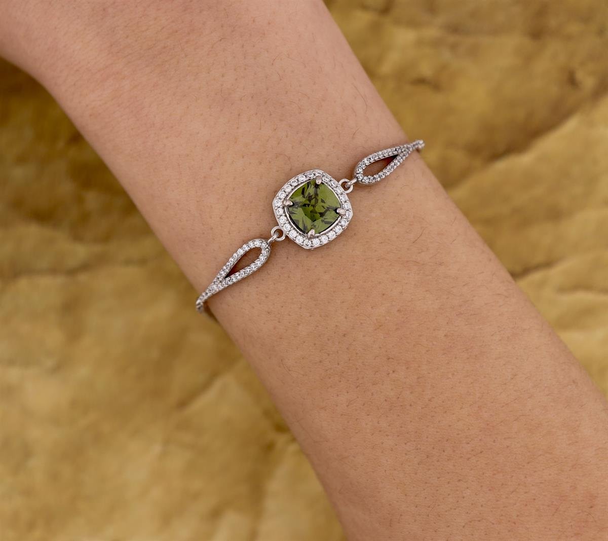 925 Ayar Gümüş Olive Taşlı Bileklik