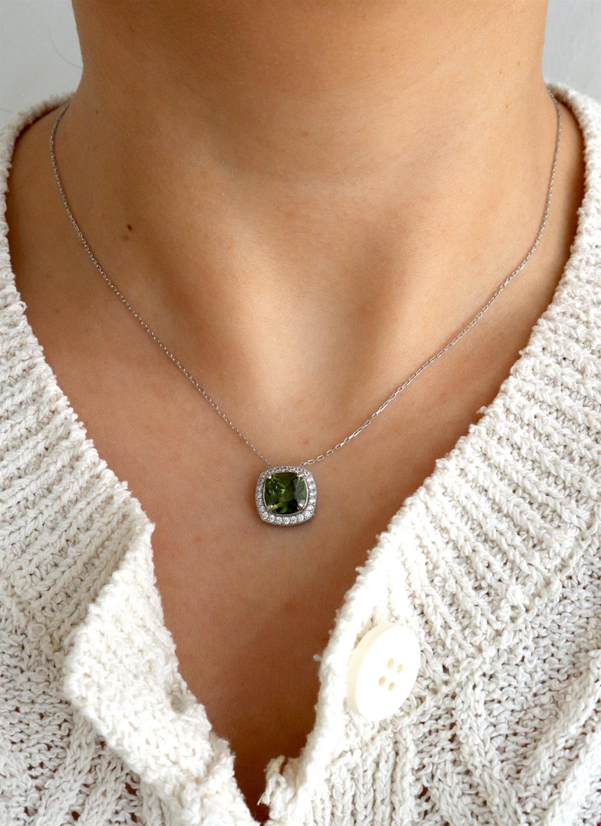 925 Ayar Gümüş Olive Taşlı Takı Seti