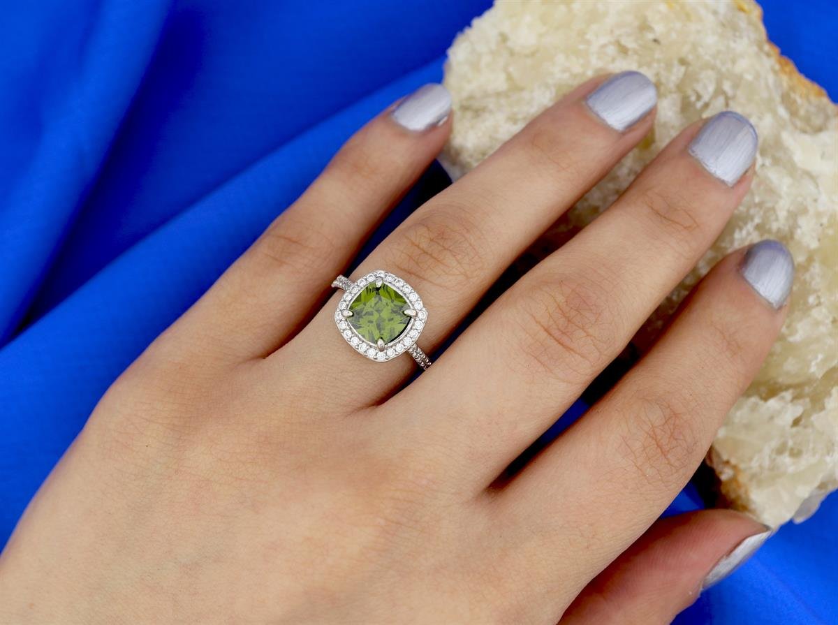 925 Ayar Gümüş Olive Taşlı Takı Seti