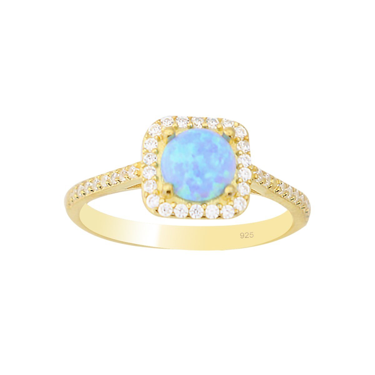 925 Ayar Gümüş Opal Taş Kare Pırlanta Modeli Takı Seti