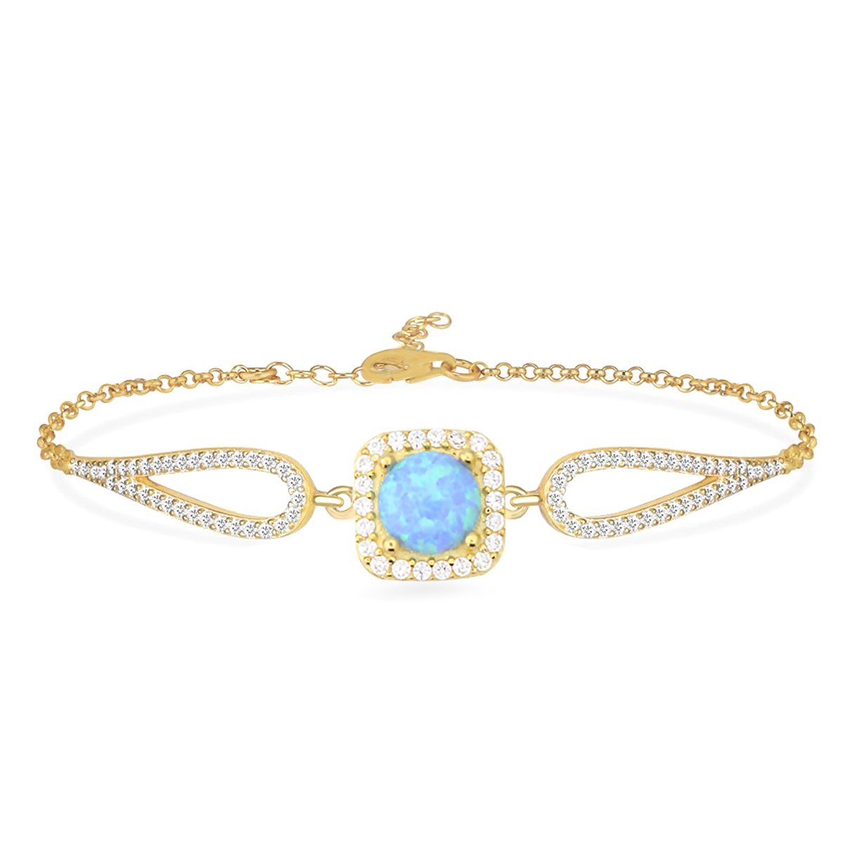 925 Ayar Gümüş Opal Taş Kare Pırlanta Modeli Takı Seti