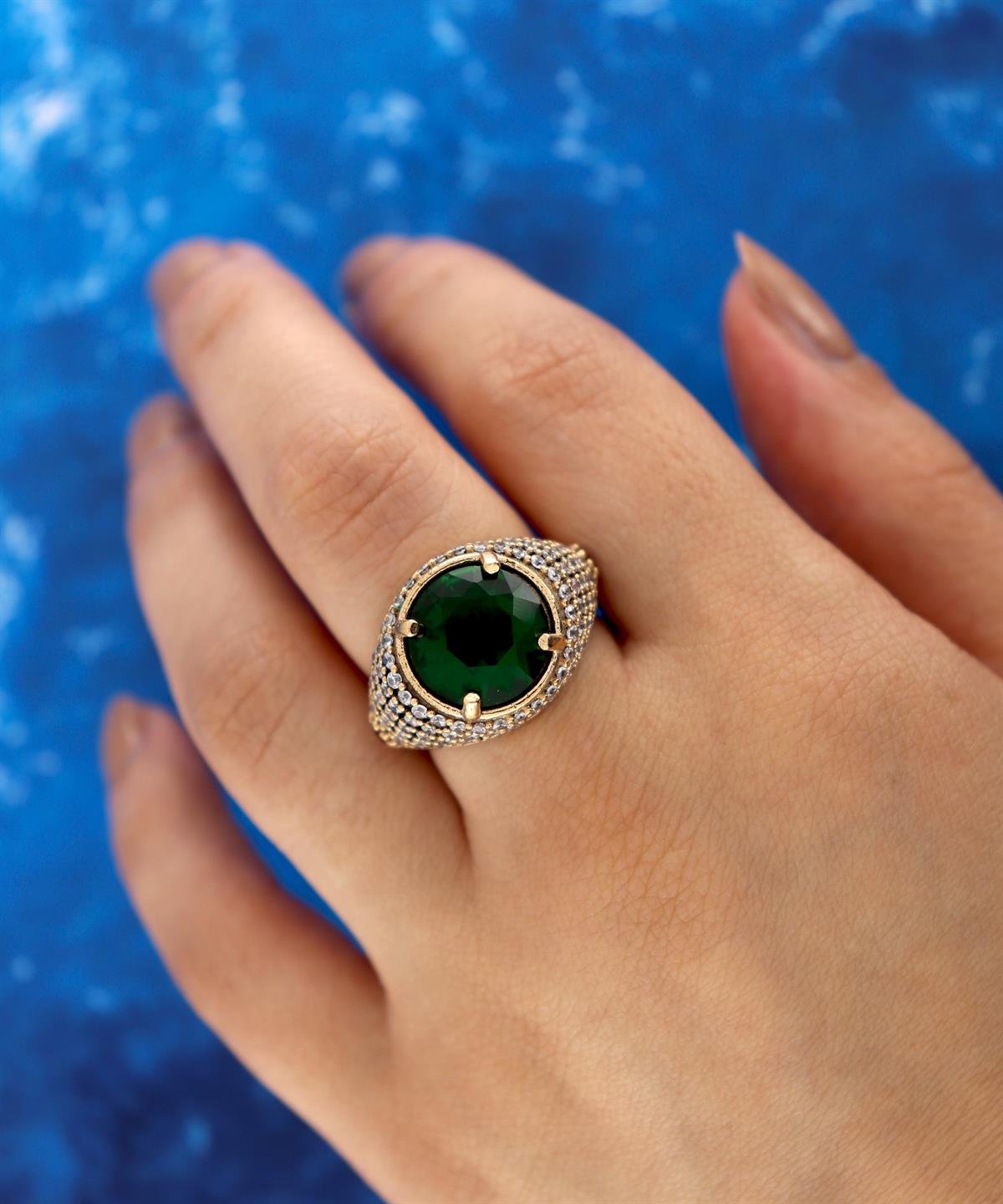 925 Ayar Gümüş Otantik Zümrüt Yüzük