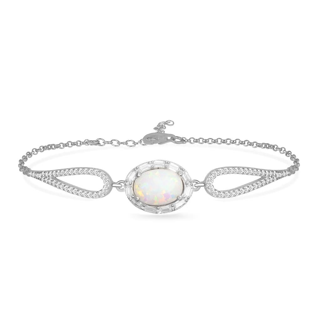 925 Ayar Gümüş Oval Opal Taşlı Bileklik
