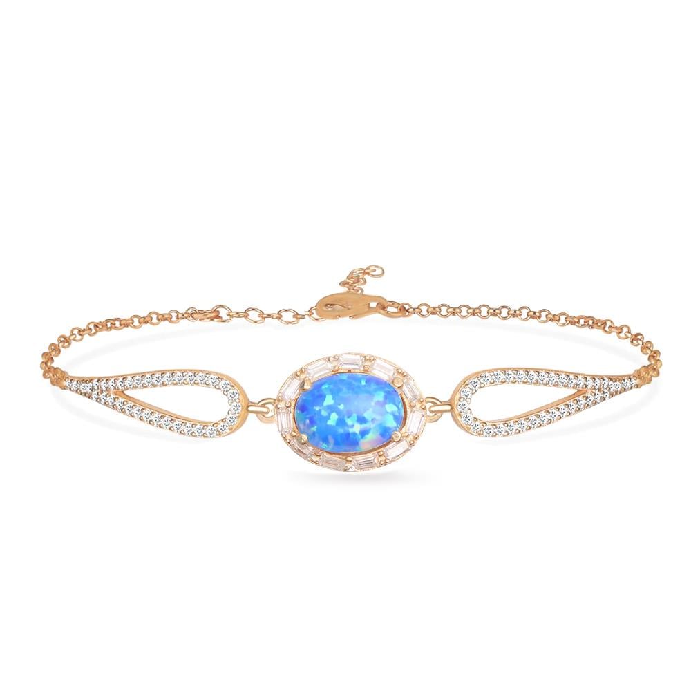 925 Ayar Gümüş Oval Opal Taşlı Bileklik