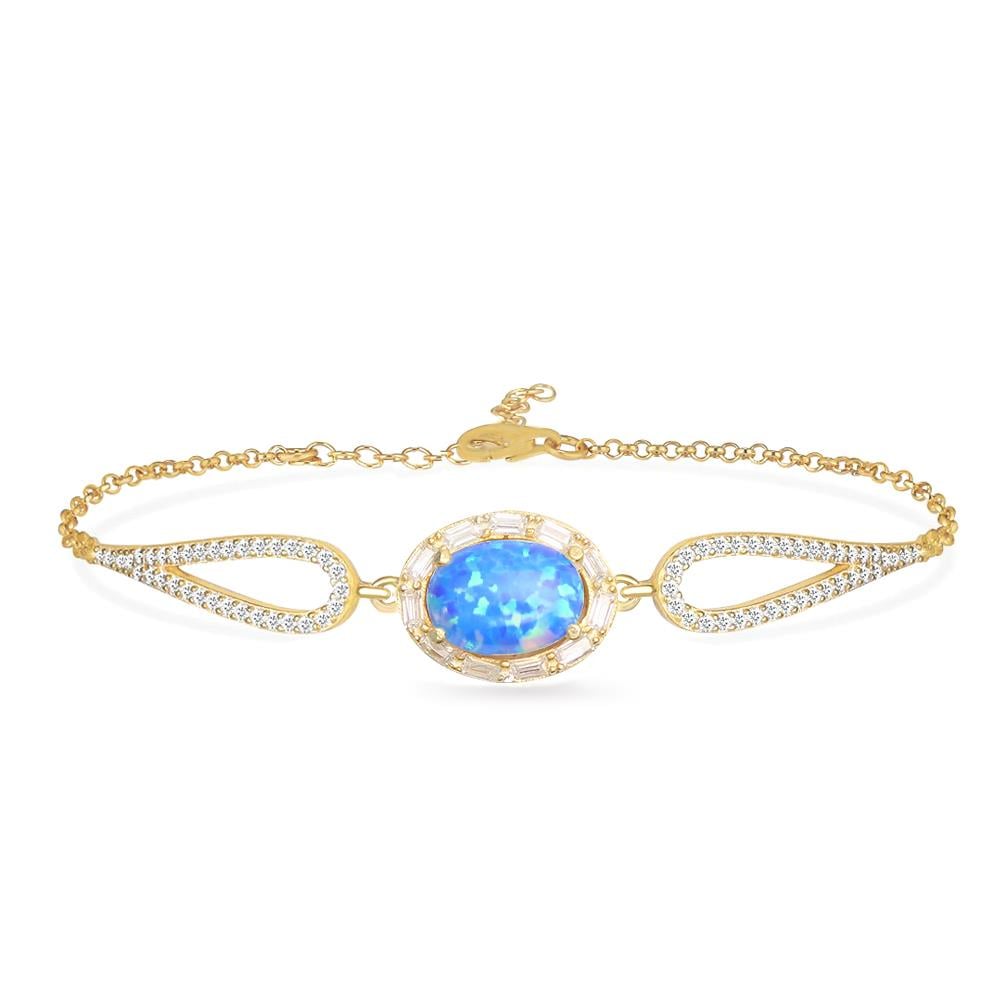 925 Ayar Gümüş Oval Opal Taşlı Bileklik