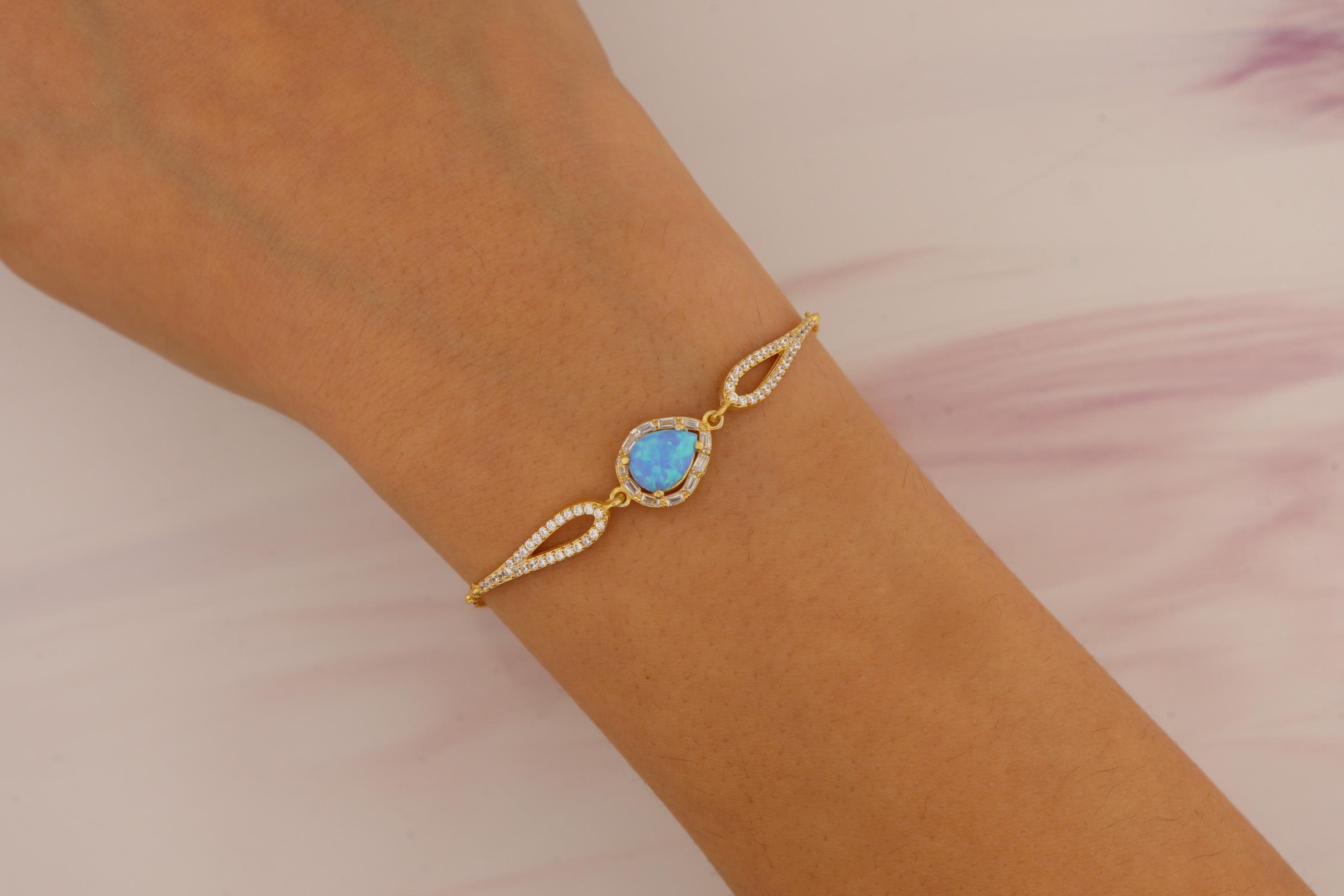 925 Ayar Gümüş Oval Opal Taşlı Bileklik