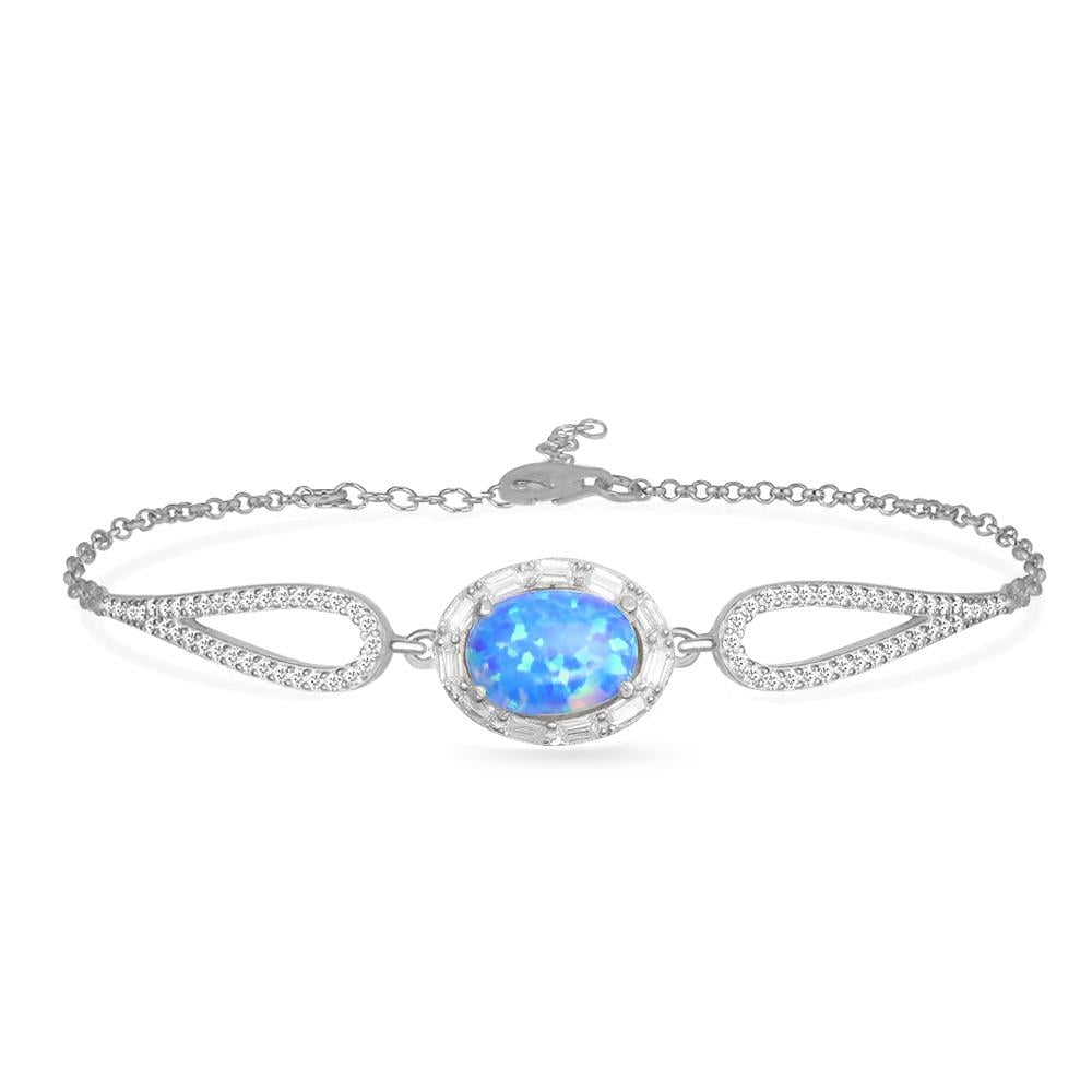 925 Ayar Gümüş Oval Opal Taşlı Bileklik