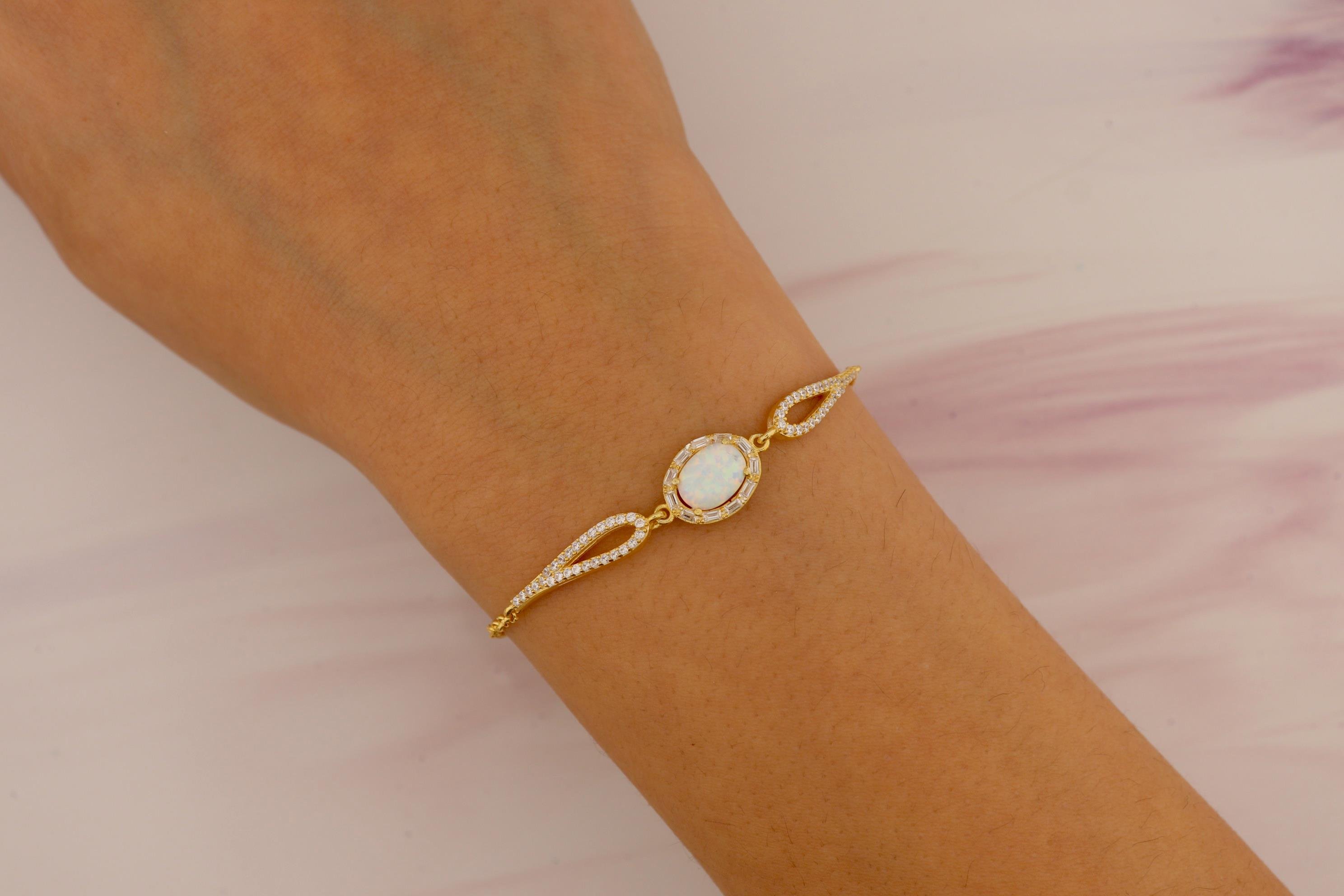 925 Ayar Gümüş Oval Opal Taşlı Bileklik