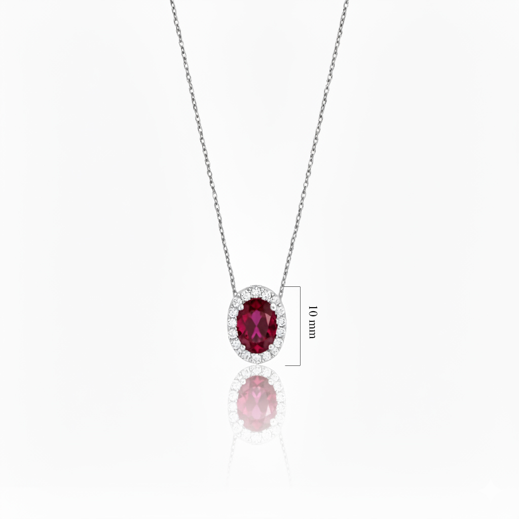 925 Ayar Gümüş Oval Pırlanta Modeli Kolye