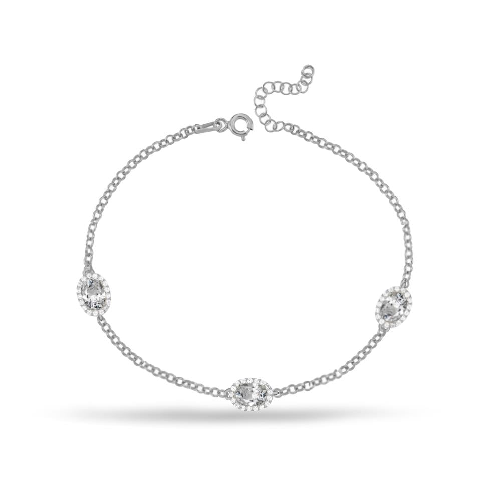 925 Ayar Gümüş Oval Taşlı Bileklik