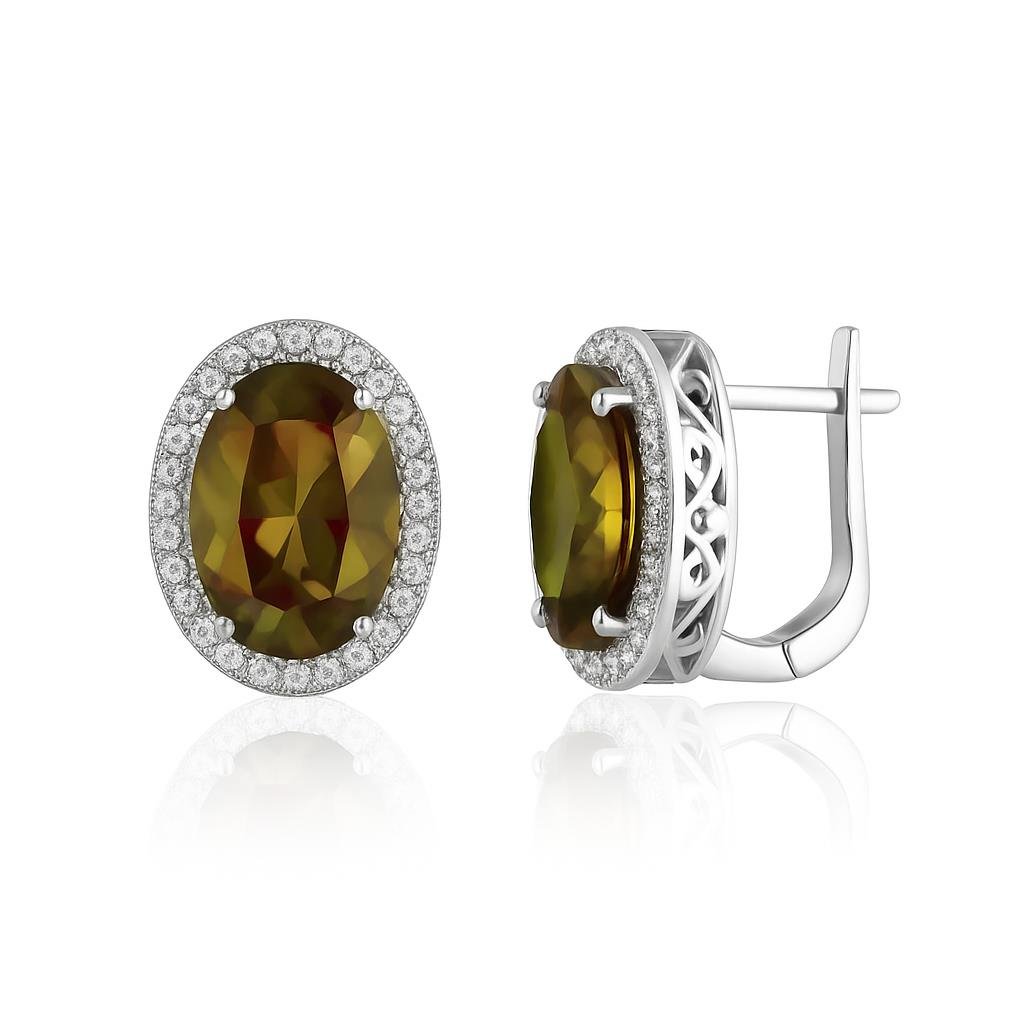 925 Ayar Gümüş Oval Zultanit Taşlı Mengeçli Küpe