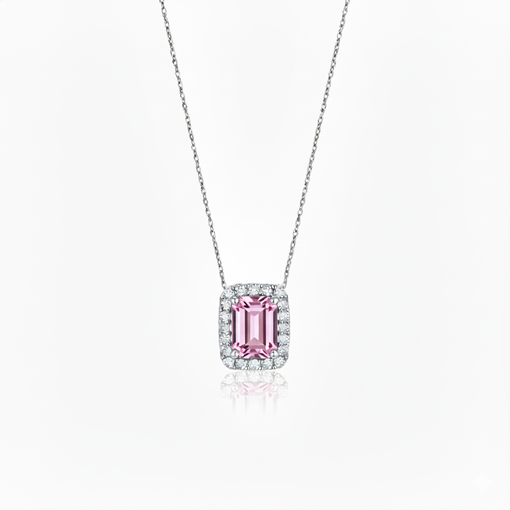 925 Ayar Gümüş Pembe Baget Kolye