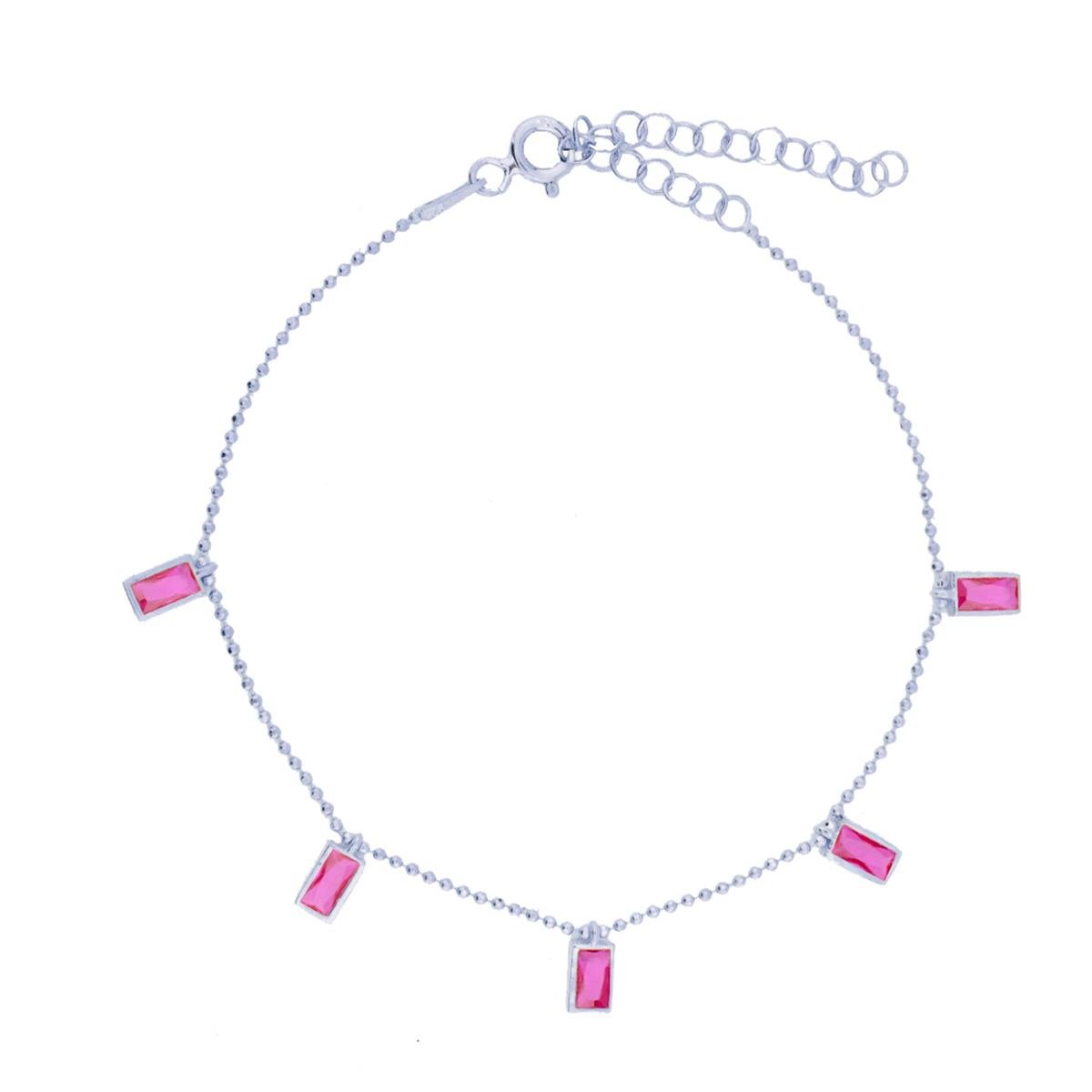 925 Ayar Gümüş Pembe Baget Taşlı Shakira Gümüş Bileklik