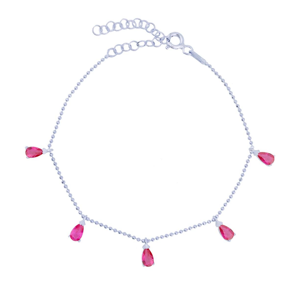 925 Ayar Gümüş Pembe Damla Taşlı Shakira Gümüş Bileklik