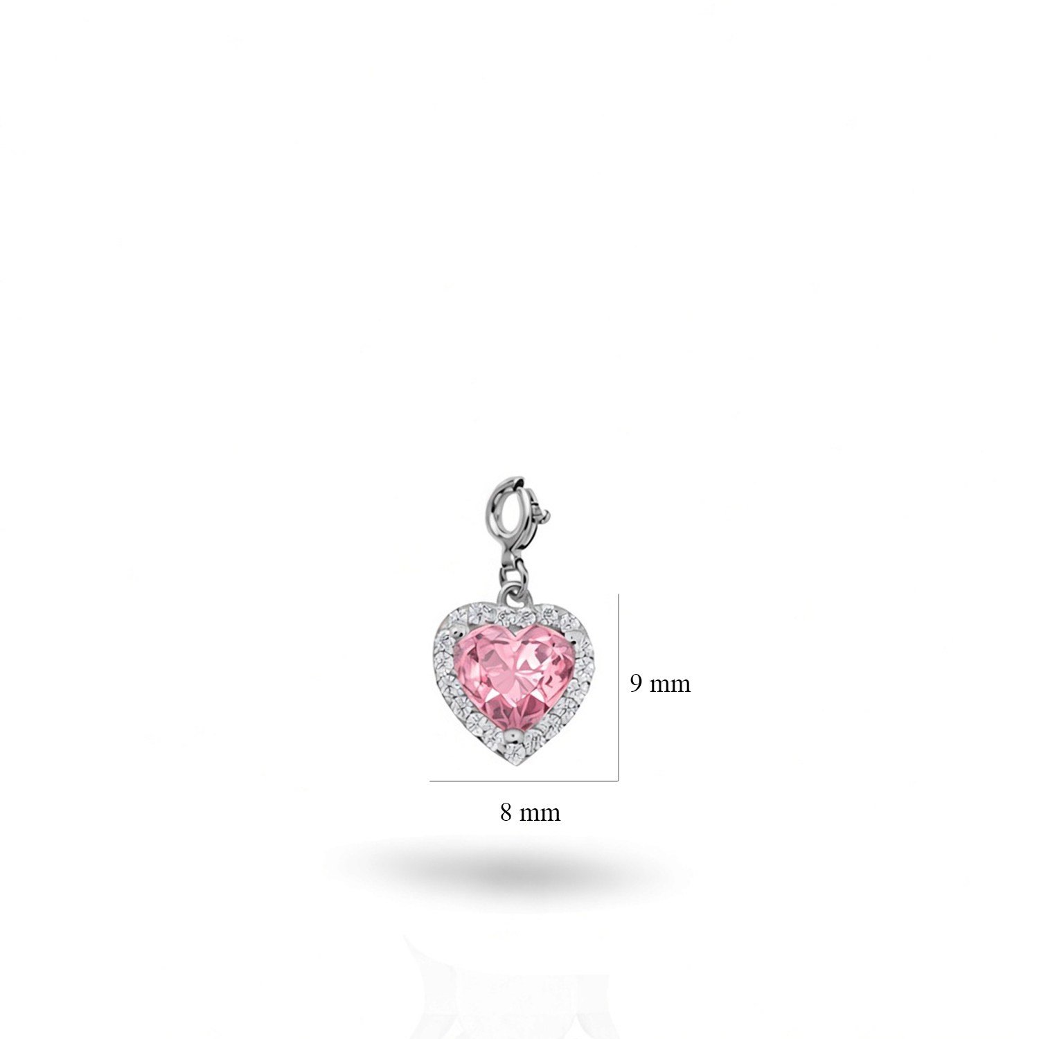 925 Ayar Gümüş Pembe Kalp Charm Kolye Ucu
