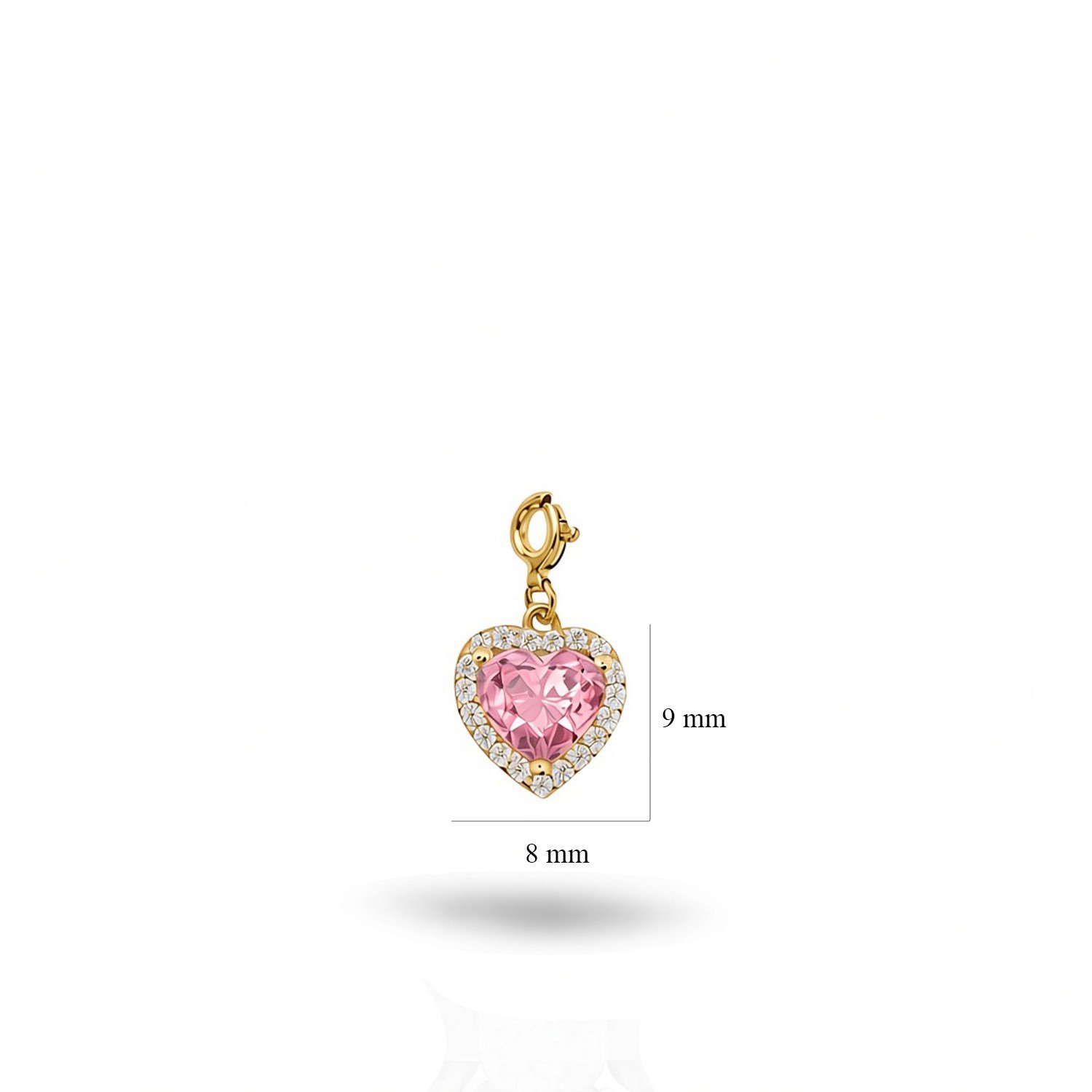 925 Ayar Gümüş Pembe Kalp Charm Kolye Ucu