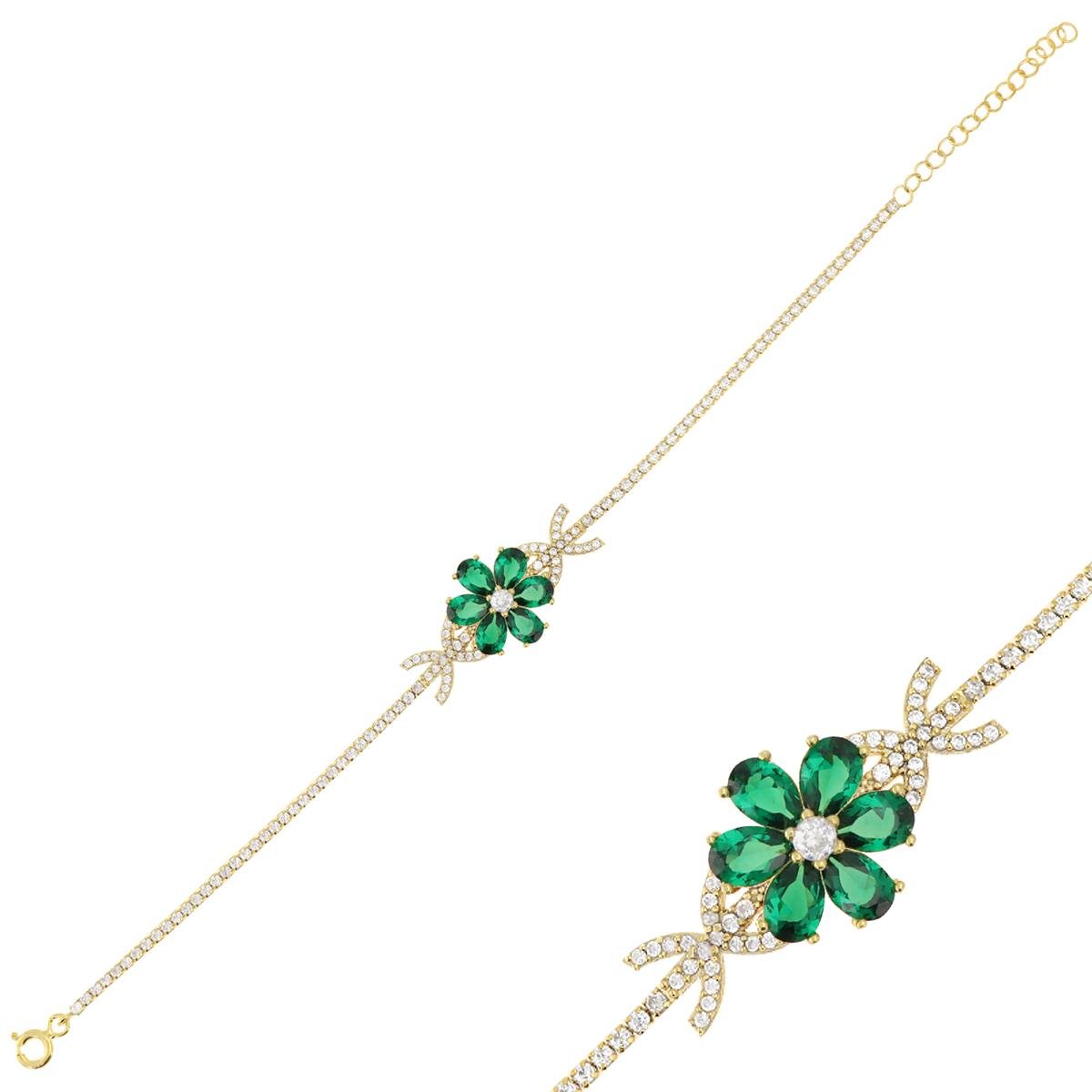 925 Ayar Gümüş Pembe Manolya Çiçeği Su Yolu Bileklik