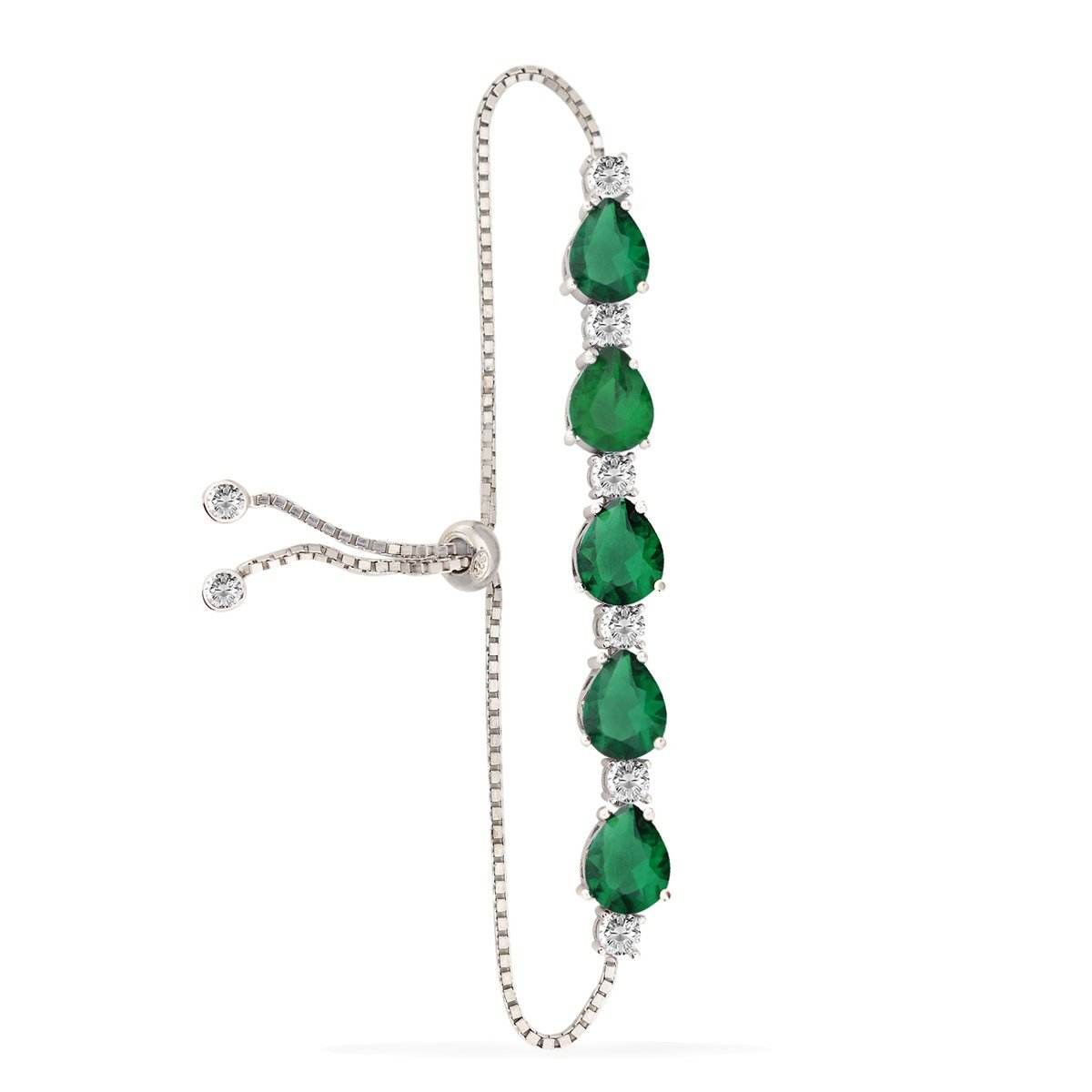 925 Ayar Gümüş Rodyum Kaplama Asansörlü Damla Taş Bileklik