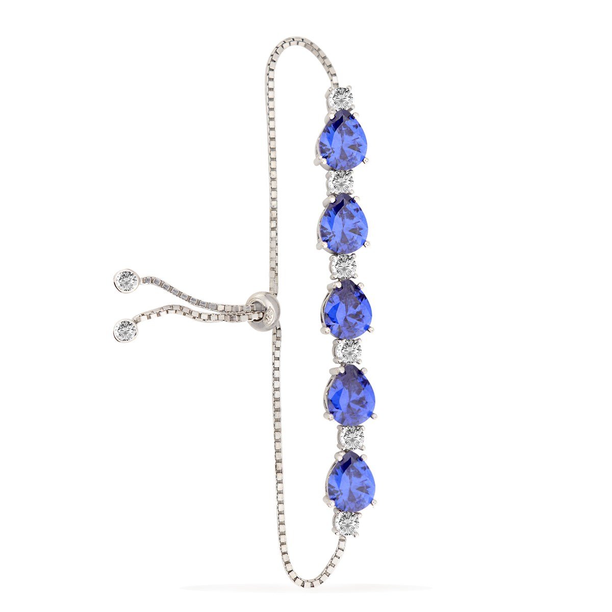 925 Ayar Gümüş Rodyum Kaplama Asansörlü Damla Taş Bileklik