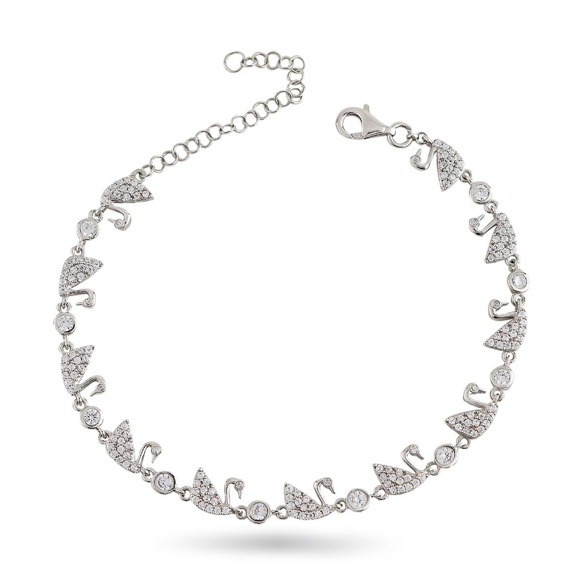 925 Ayar Gümüş Rodyum Kuğu Bileklik