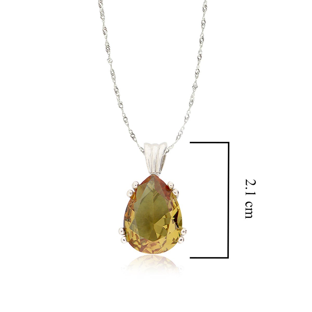 925 Ayar Gümüş Rodyumlu Damla Zultanit Taş Kolye