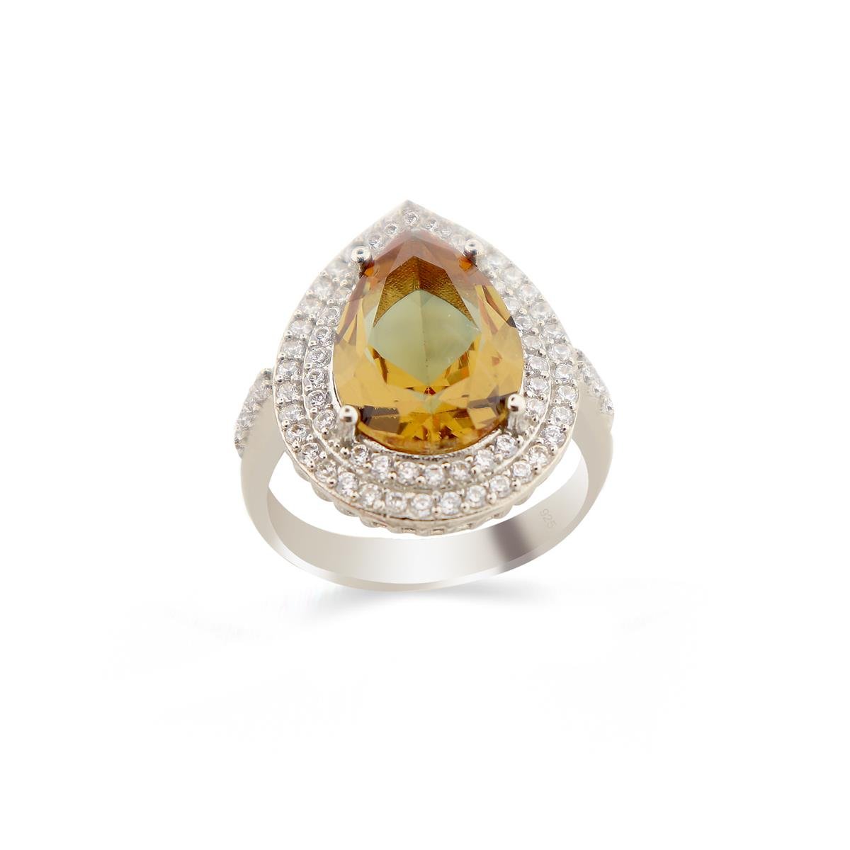 925 Ayar Gümüş Rodyumlu Damla Zultanit Taş Yüzük