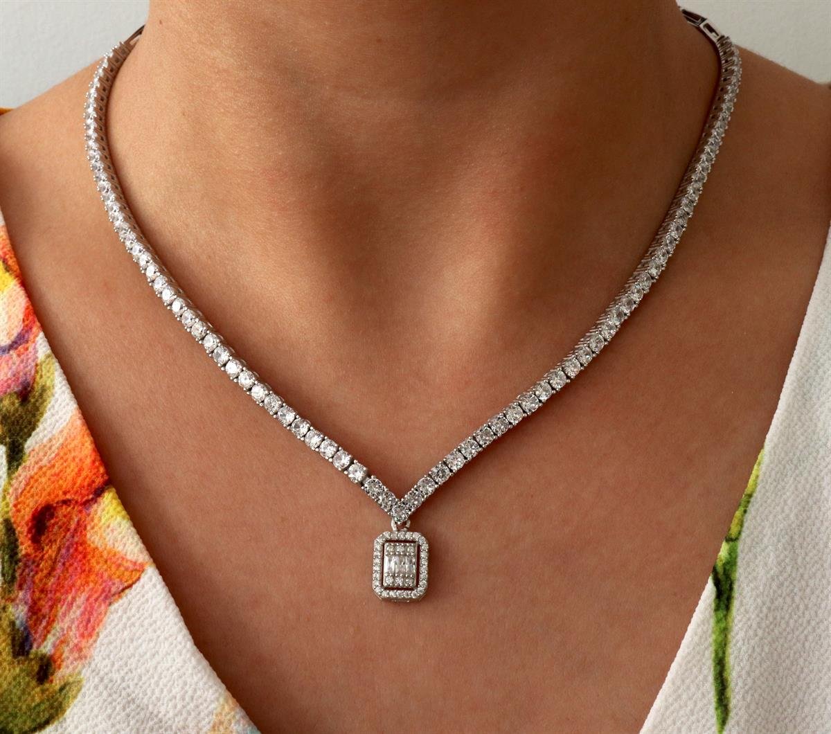 925 Ayar Gümüş Rodyumlu Su Yolu Baget Düğün Takı Seti