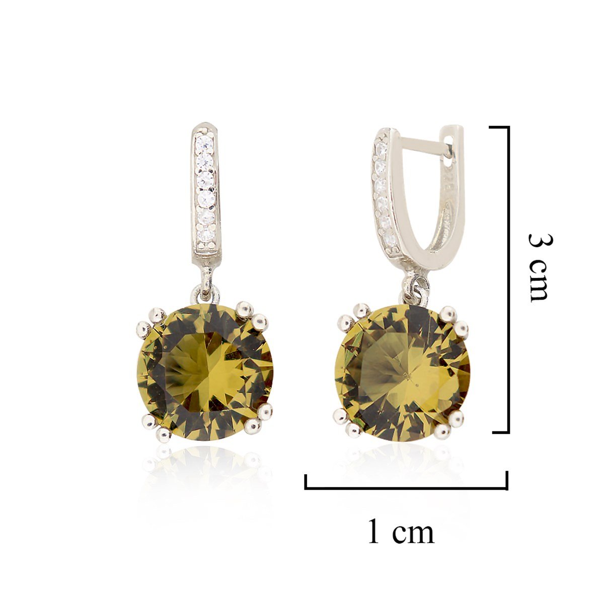 925 Ayar Gümüş Rodyumlu Yuvarlak Zultanit Taş Küpe