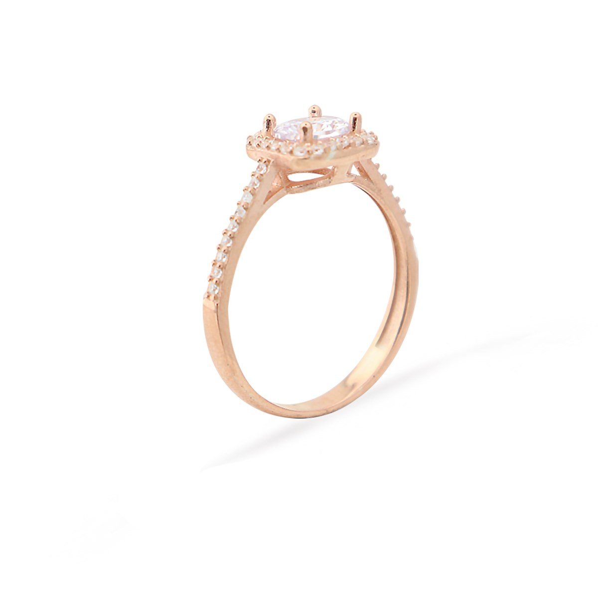 925 Ayar Gümüş Rose Gold Kare Pırlanta Modeli Yüzük