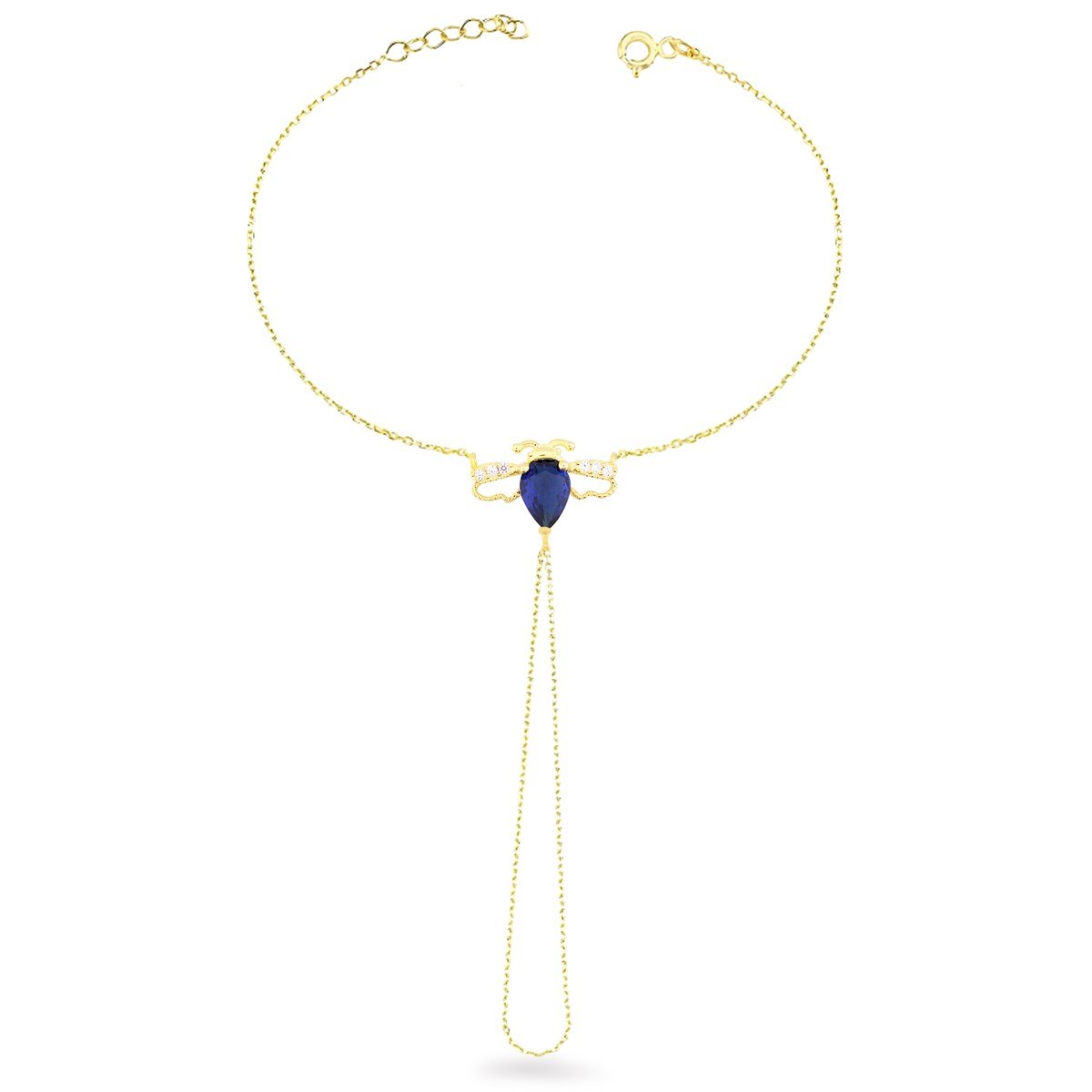 925 Ayar Gümüş Safir Arı Tasarım Şahmeran Bileklik