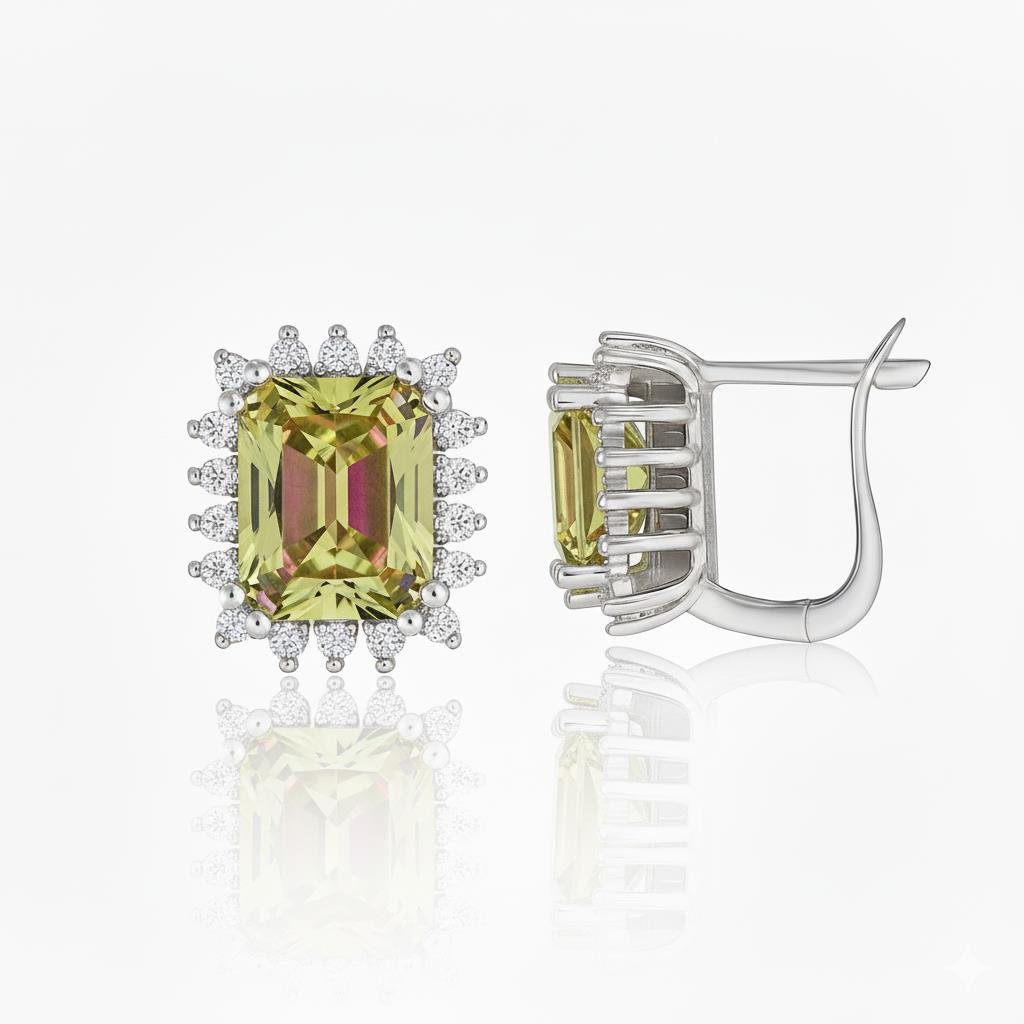 925 Ayar Gümüş Safir Baget Anturaj Küpe