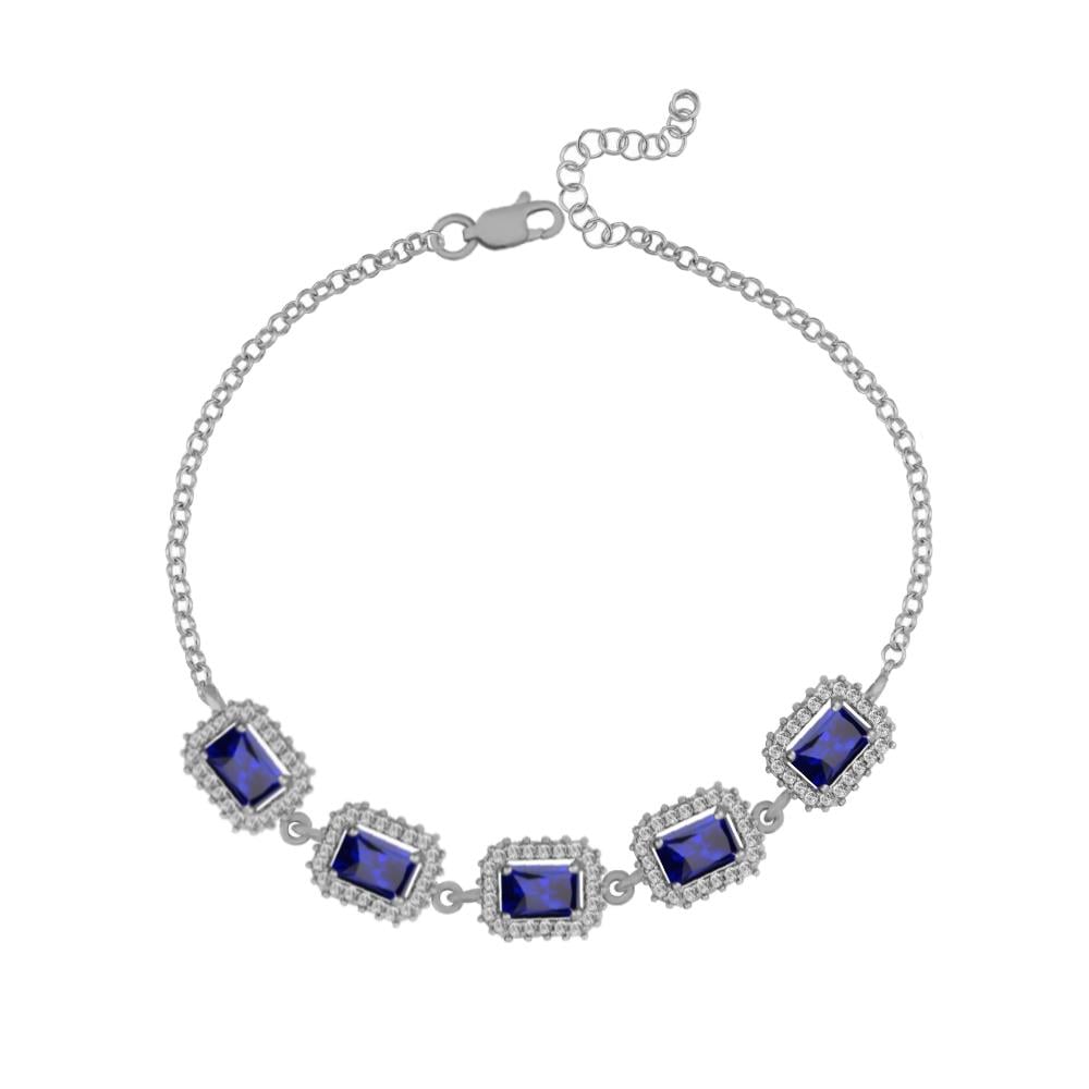 925 Ayar Gümüş Safir Baget Taşlı Anturaj Bileklik