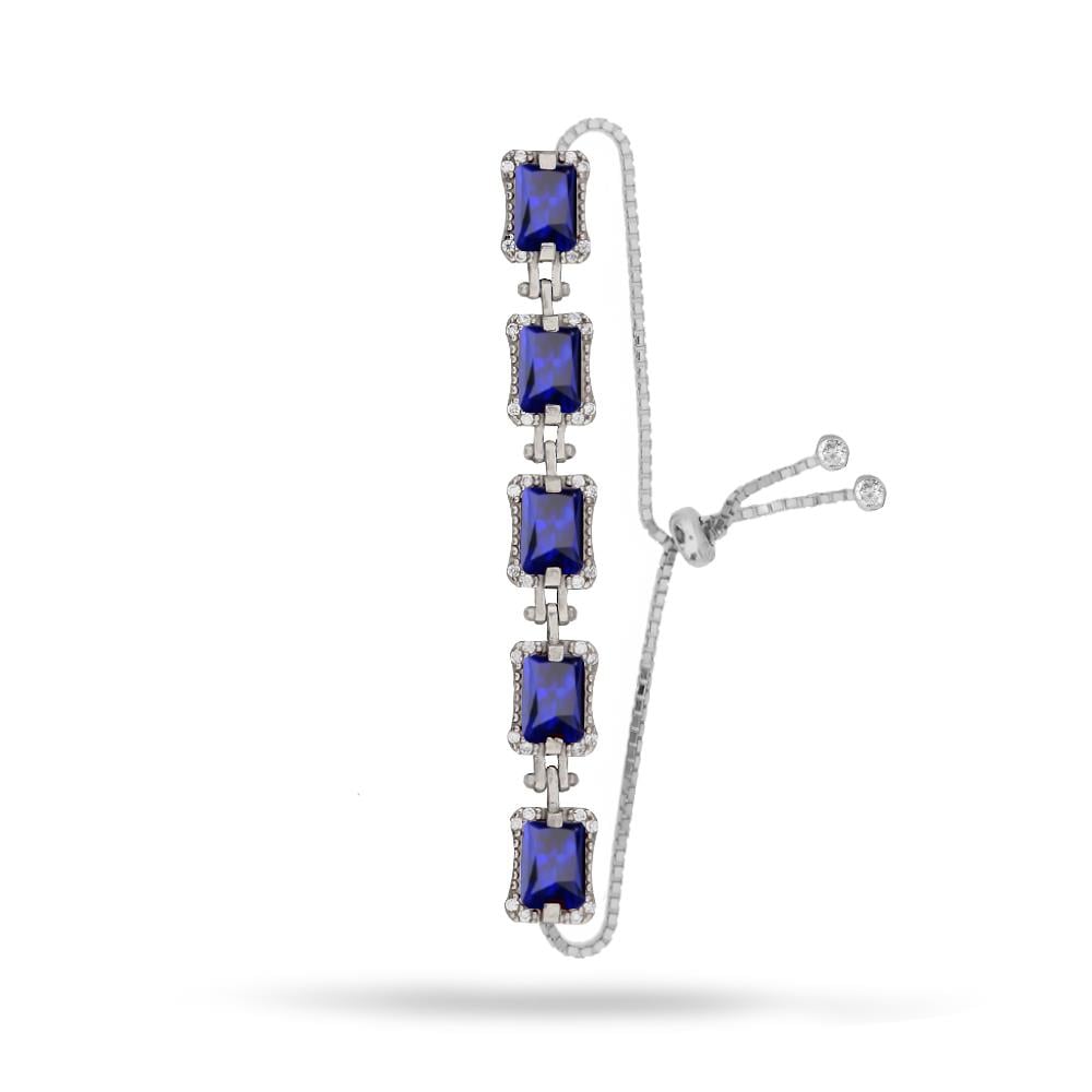 925 Ayar Gümüş Safir Baget Taşlı  Bileklik