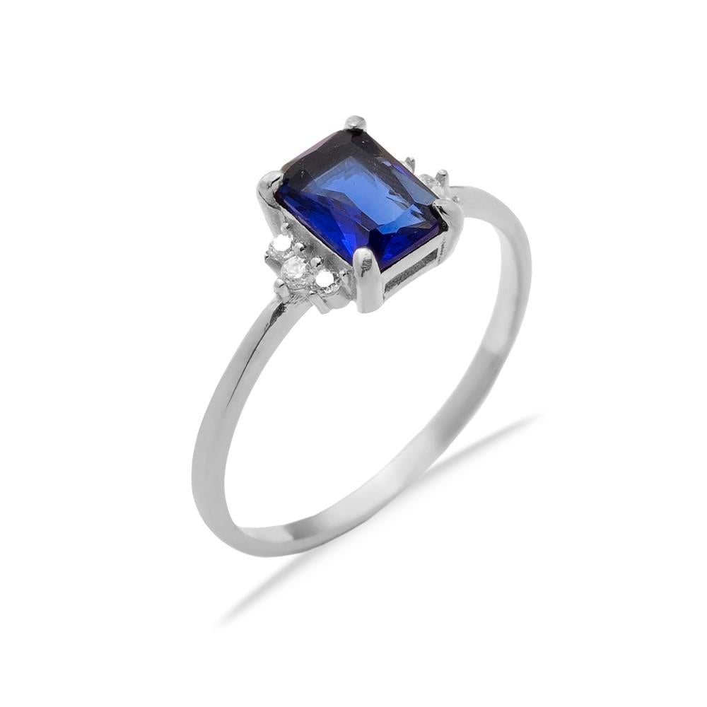 925 Ayar Gümüş Safir Baget Taşlı Trend Takı Seti