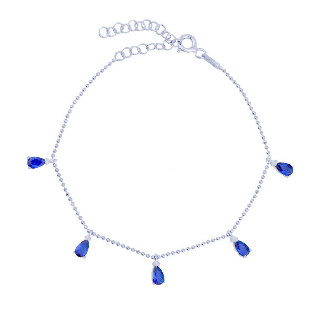 925 Ayar Gümüş Safir Damla Taşlı Shakira Gümüş Bileklik