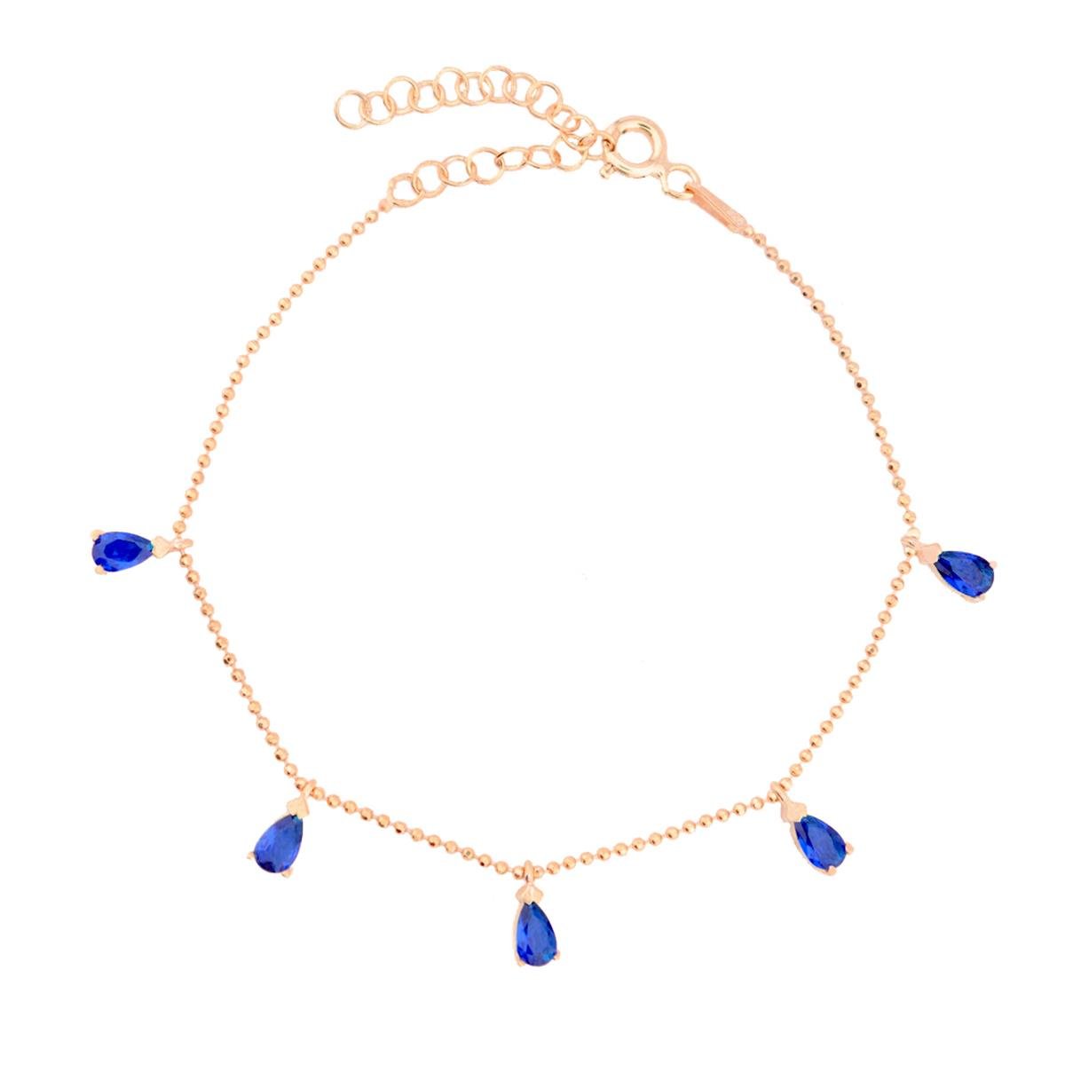 925 Ayar Gümüş Safir Damla Taşlı Shakira Gümüş Bileklik